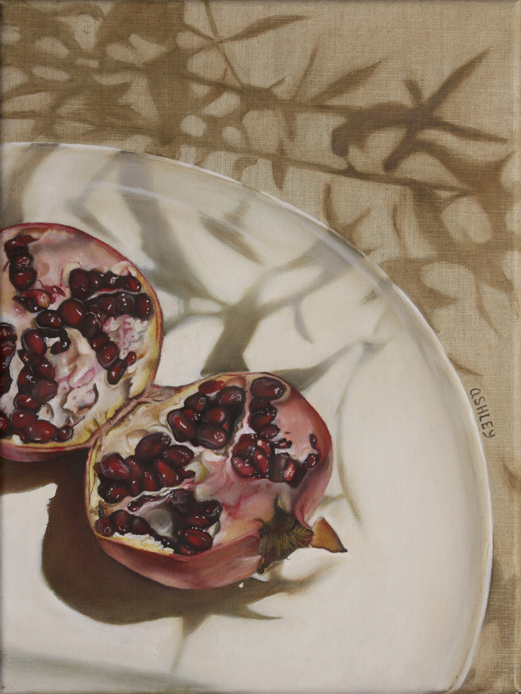 Pomegranate oil painting by Ashley Otto